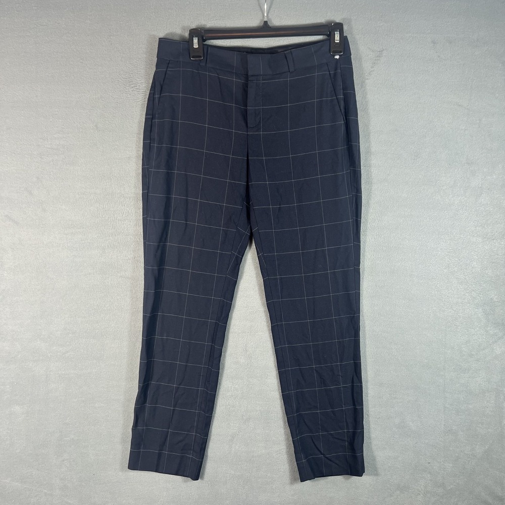 Banana Republic Men's Navy Blue Windowpane Plaid Dress Pants Trousers 30x27